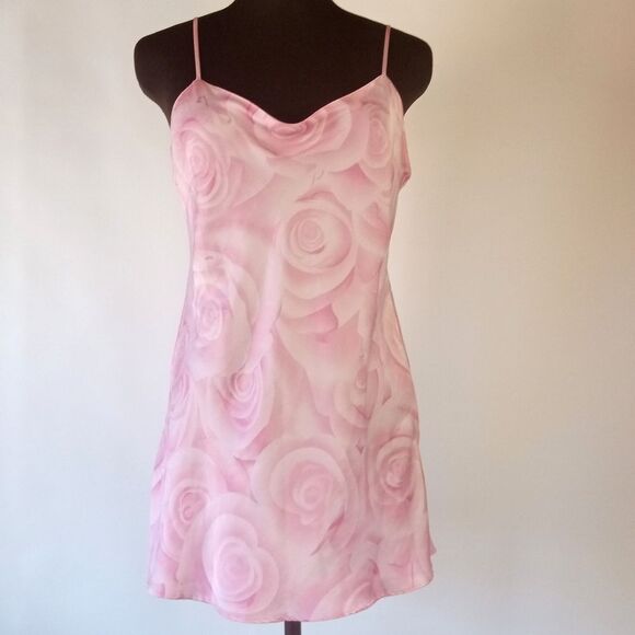 Rose Print Satin Chemise - Picture 1 of 6